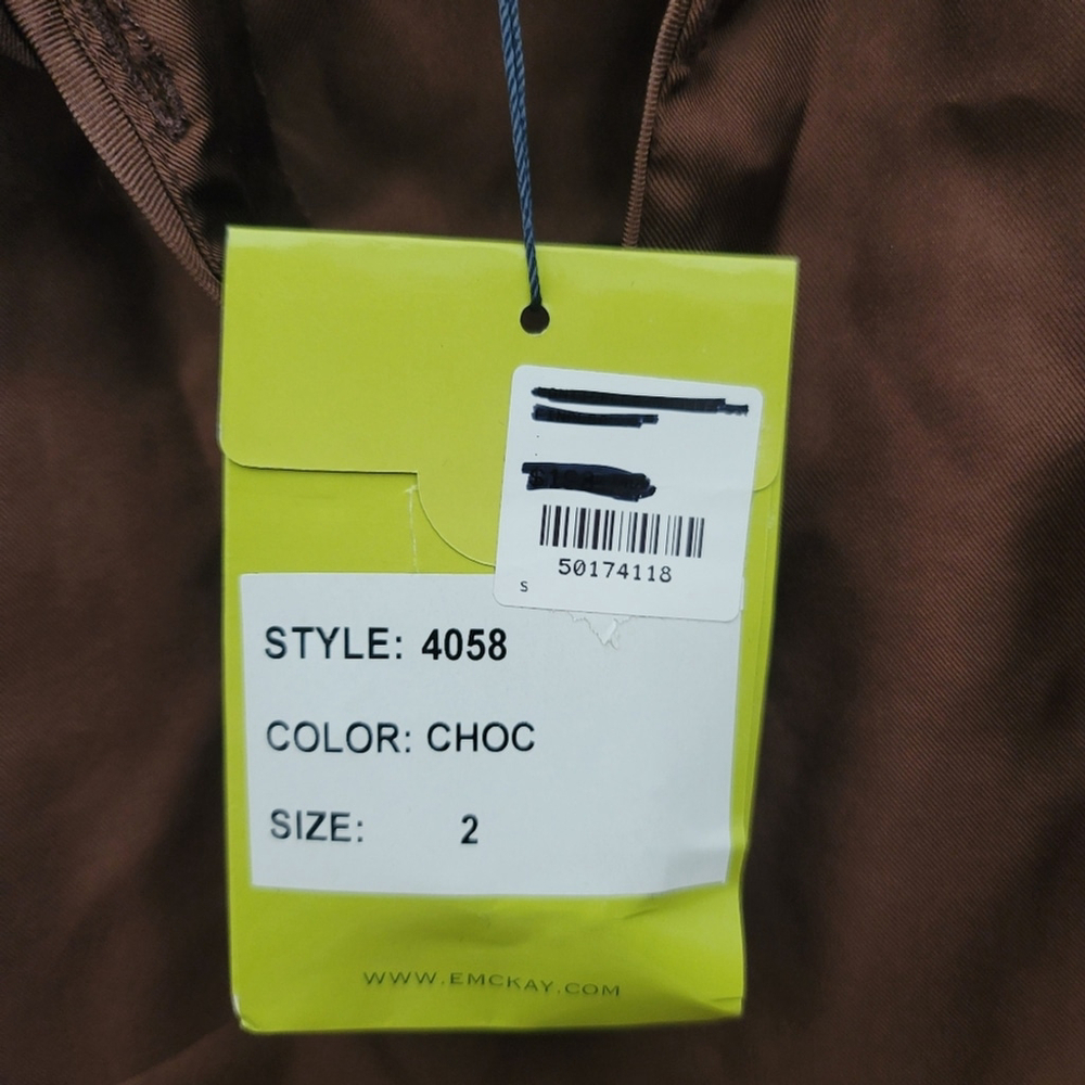NWT Elizabeth McKay 100% Silk - Brown - Ruffled Collar Sleeveless Blouse - sz 2 - Picture 6 of 9